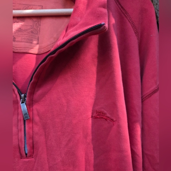 Tommy Bahama Burnt Orange 100%‎ Cotton Mens Quarter-Zip Pullover - Picture 3 of 7